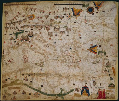 Carte nautique de la mer Méditerranée et de la mer Noire, années 1440 - Rossell