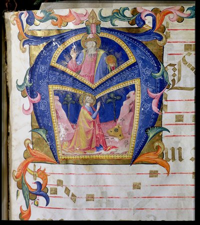Corale / Graduale no.5 Initiale Historiée "A" représentant le Roi David et Dieu le Père - Rossello Franchi
