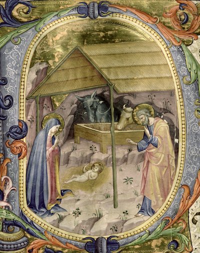 Corale / Graduale no.5 Initiale historiée "P" représentant la Nativité - Rossello Franchi