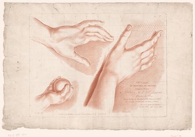 Page de titre avec trois mains - Louis François Roubillac