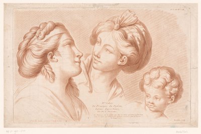 Page de titre avec deux têtes de femmes et une tête d