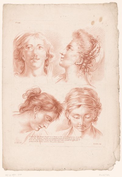 Quatre têtes de femmes dans différentes positions (IIIe Cahier de Principes du Dessin d