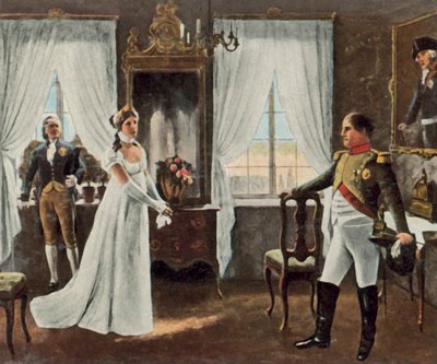 Rencontre de la reine Louise avec Napoléon Ier à Tilsit, 6 juillet 1807 (lithographie couleur agrandie) - Rudolf Eichstaedt