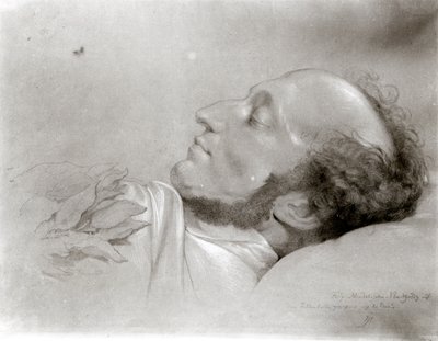 Felix Mendelssohn (1809-47) sur son lit de mort, vers 1847 - Rudolf Julius Benno Huebner