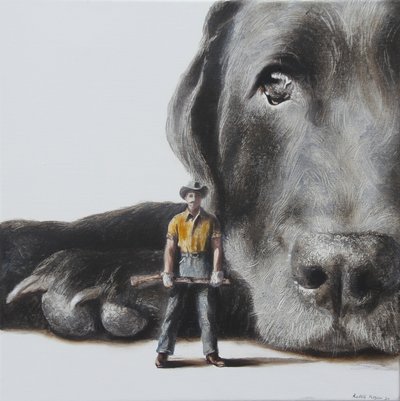 Chasseur et chien géant - Rudolf Kosow