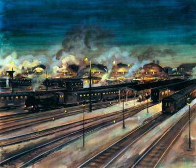 Chemins de fer allemands - Gare centrale de Munich la nuit - Rudolf Lipus