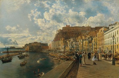 Sur la plage de Santa Lucia à Naples - Rudolf von Alt