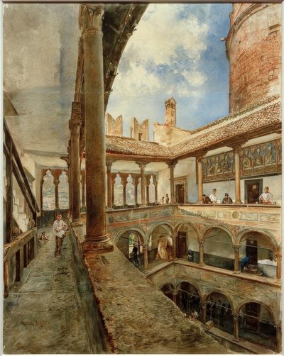 Cour intérieure du Castello del Buonconsiglio à Trente - Rudolf von Alt