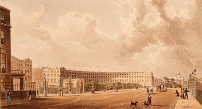 Le Croissant, Portland Place, aquatinte publiée en 1822 - Rudolph Ackermann