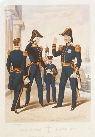 La Royal Navy. N° 2. Commandant. Capitaine. Aspirant. Amiral. - Rudolph Ackermann