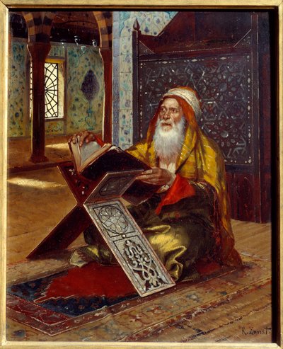 Le bureau. Un imam lisant le Coran. Peinture de Rudolph (ou Rudolphe) Ernst (1854-1932) XIXe siècle Nantes, Musée des Beaux-Arts - Rudolphe Ernst