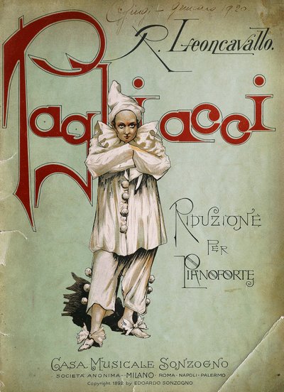 Page de titre de la réduction pour piano de Pagliacci - Ruggero Leoncavallo