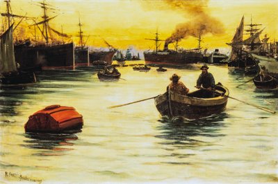 Coucher de soleil au port - Ruggero Panerai