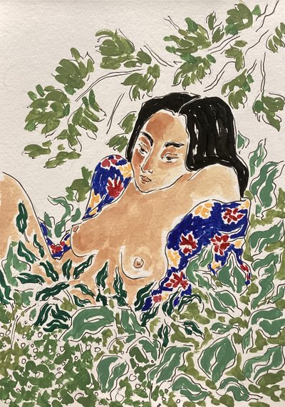 Une femme dans le feuillage - Rushati Chowdhury