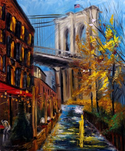 Automne au pont de Brooklyn à DUMBO New York, 2021 - Ruslana Levandovska