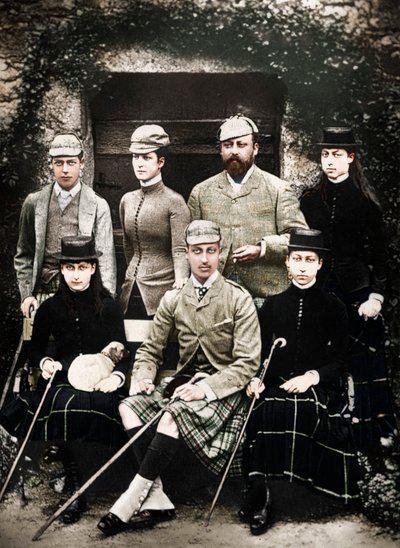 Le Prince et la Princesse de Galles en tenue de chasse - Russell and Sons