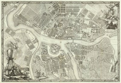 Carte de Pétersbourg Livre pour le 50e anniversaire de la fondation de Saint-Pétersbourg, 1753 - Russian Master