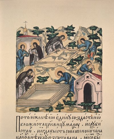 Saints Barthélemy et Étienne construisant une église en l