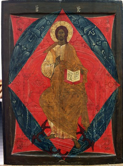 Christ en majesté (tempera sur panneau) - Russian School