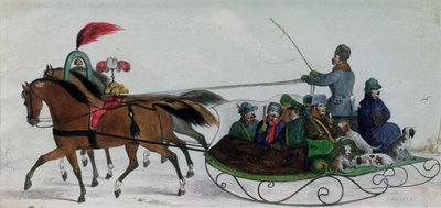 Traîneau Tiré par des Chevaux (détail numérique) - Russian School