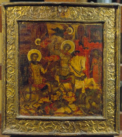 Icône représentant Saint Georges et Saint Démétrius, vers 1676 - Russian School