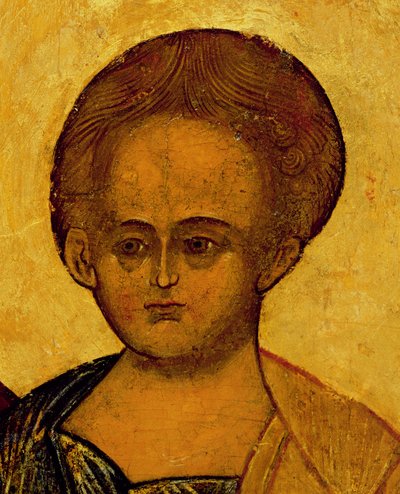 Icône représentant la tête du Christ, vers 1550 (détail) - Russian School