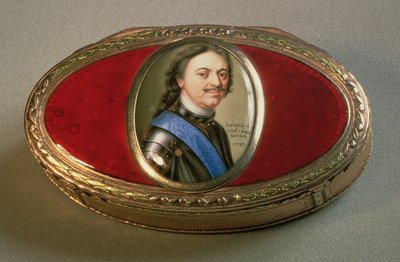 Boîte à tabac avec miniature de portrait de Pierre le Grand, 1727 - Russian School