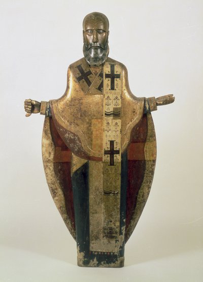 Statue de Saint Nicolas de Mozhaisk, russe, fin du 16ème siècle - Russian School