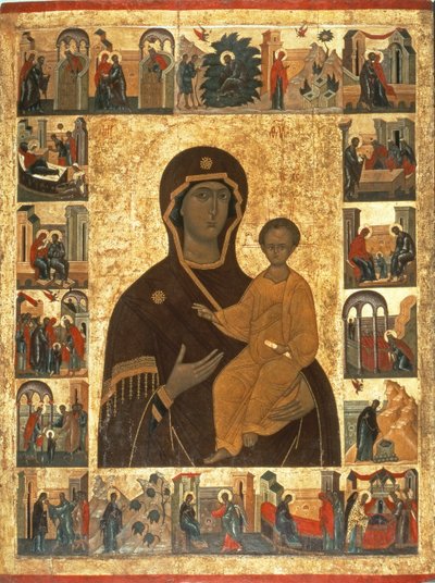 Icône de la Vierge Hodegetria de Smolensk, c.1450 - Russian School
