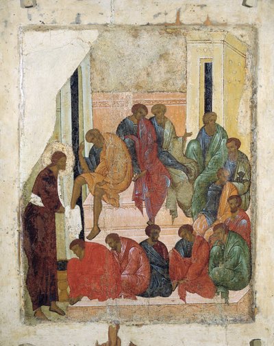 Le Christ lavant les pieds des apôtres, 1497 - Russian icon.