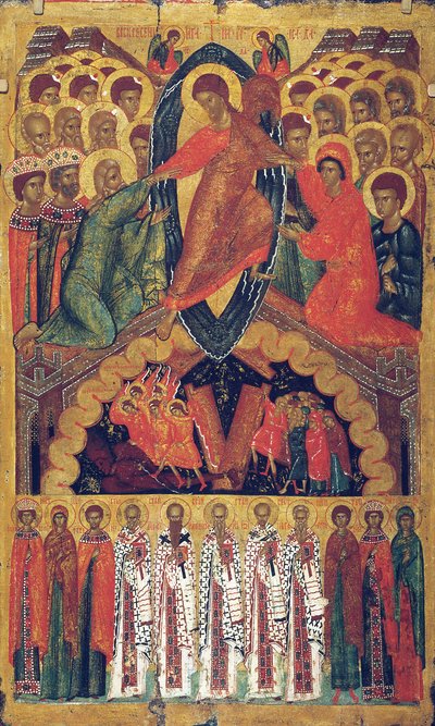 La Descente aux Enfers, avec des Saints Sélectionnés, fin du 15ème siècle - Russian icon.