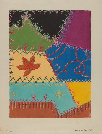 Détail de Crazy Quilt, vers 1939 - Ruth M Barnes