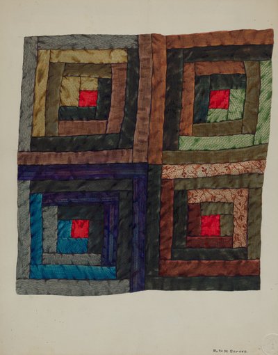 Quilt de cabane en rondins, c. 1937 - Ruth M Barnes