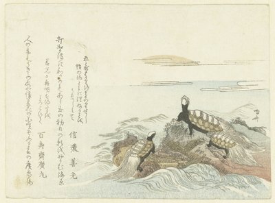 Tortues sur un rocher - Ryuryukyo Shinsai
