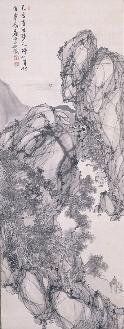 Paysage au clair de lune avec érudit et serviteur - Rôzan Yasuda