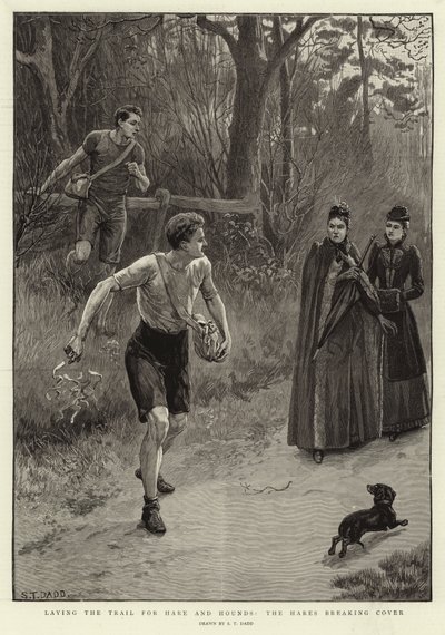 Tracer la piste pour le lièvre et les chiens, les lièvres quittant le couvert - S.T. Dadd