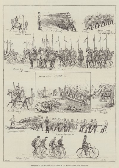 Croquis au tournoi militaire dans le hall agricole, Islington - S.T. Dadd