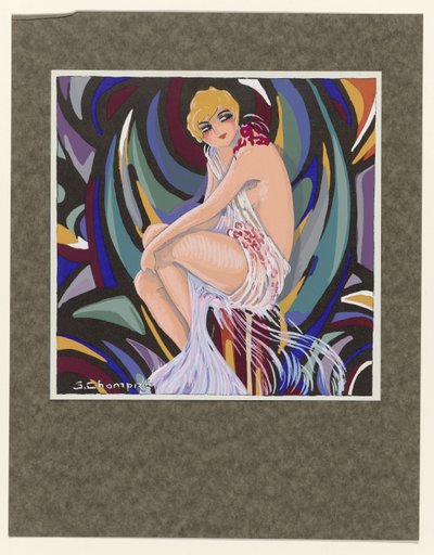 Femmes Modernes, 1926 : Femme assise, avec draperie - S Chompré