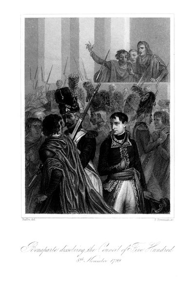 Napoléon Bonaparte 1721-1818 dissolvant le Conseil des Cinq-Cents, 1845 - S. Freeman