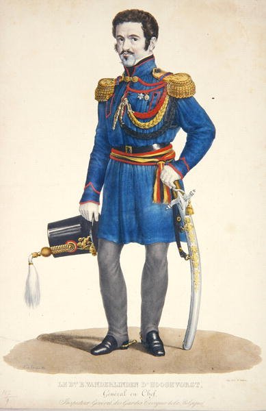 Emmanuel Vanderlinden, général baron de Hooghvorst, commandant de la Garde Civile de Belgique, gravé par F. Judenne - S. de Droogers