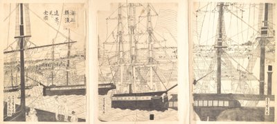 Navires étrangers au large de Yokohama, 19ème siècle - Sadahide Utagawa