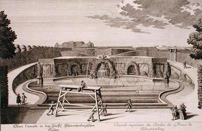 Grande fontaine dans le jardin du Prince de Schwarzenberg, Vienne, gravée par Georg-Daniel Heumann (1691-1759), publiée c.1724-37 - Salomon (after) Kleiner