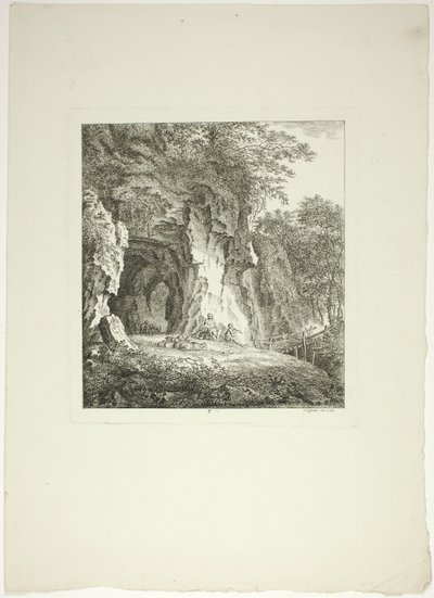Bergers et moutons se reposant sous un pont, planche sept de Paysages Dédiés à M. Warelet - Salomon Gessner