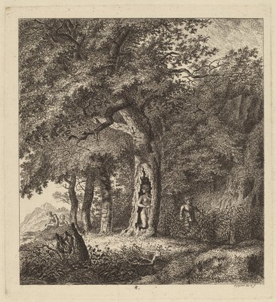 Paysage boisé avec une nymphe et un satyre - Salomon Gessner