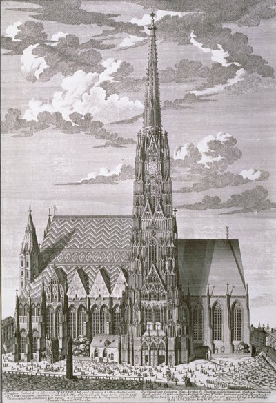 Vue de la cathédrale Saint-Étienne, Vienne, gravée par George-Daniel Heumann (1691-1759) - Salomon Kleiner