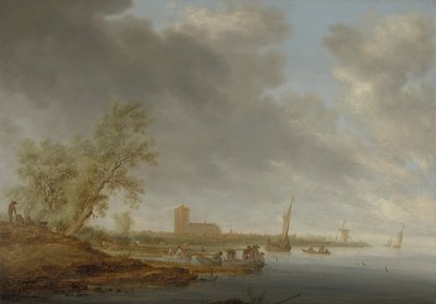 Paysage fluvial avec vue de Naarden - Salomon Ruysdael