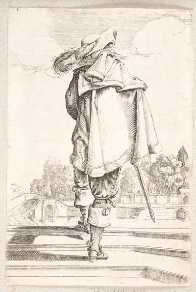 Homme vu de dos montant un escalier de trois marches - Salomon Savery