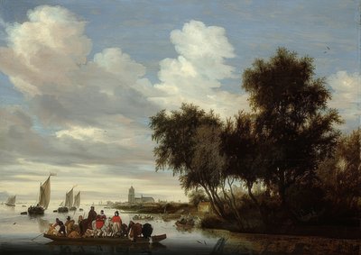 Paysage fluvial avec bac. 1649 - Salomon van Ruisdael or Ruysdael
