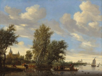 Paysage fluvial avec bac - Salomon van Ruisdael or Ruysdael