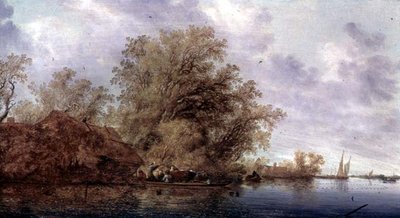 Paysage de rivière boisée - Salomon van Ruisdael or Ruysdael